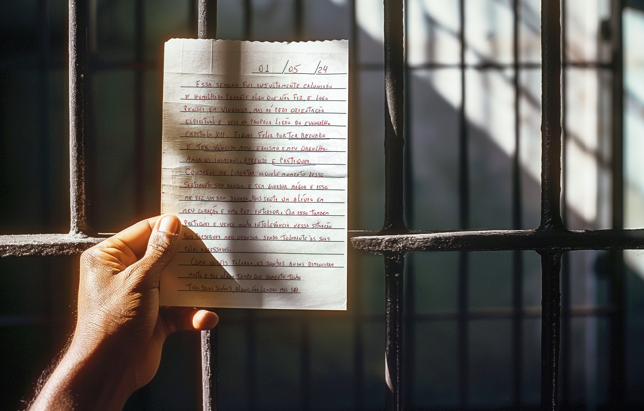 Cartaz do projeto EAED na penitenciária, com mensagem de fé e esperança