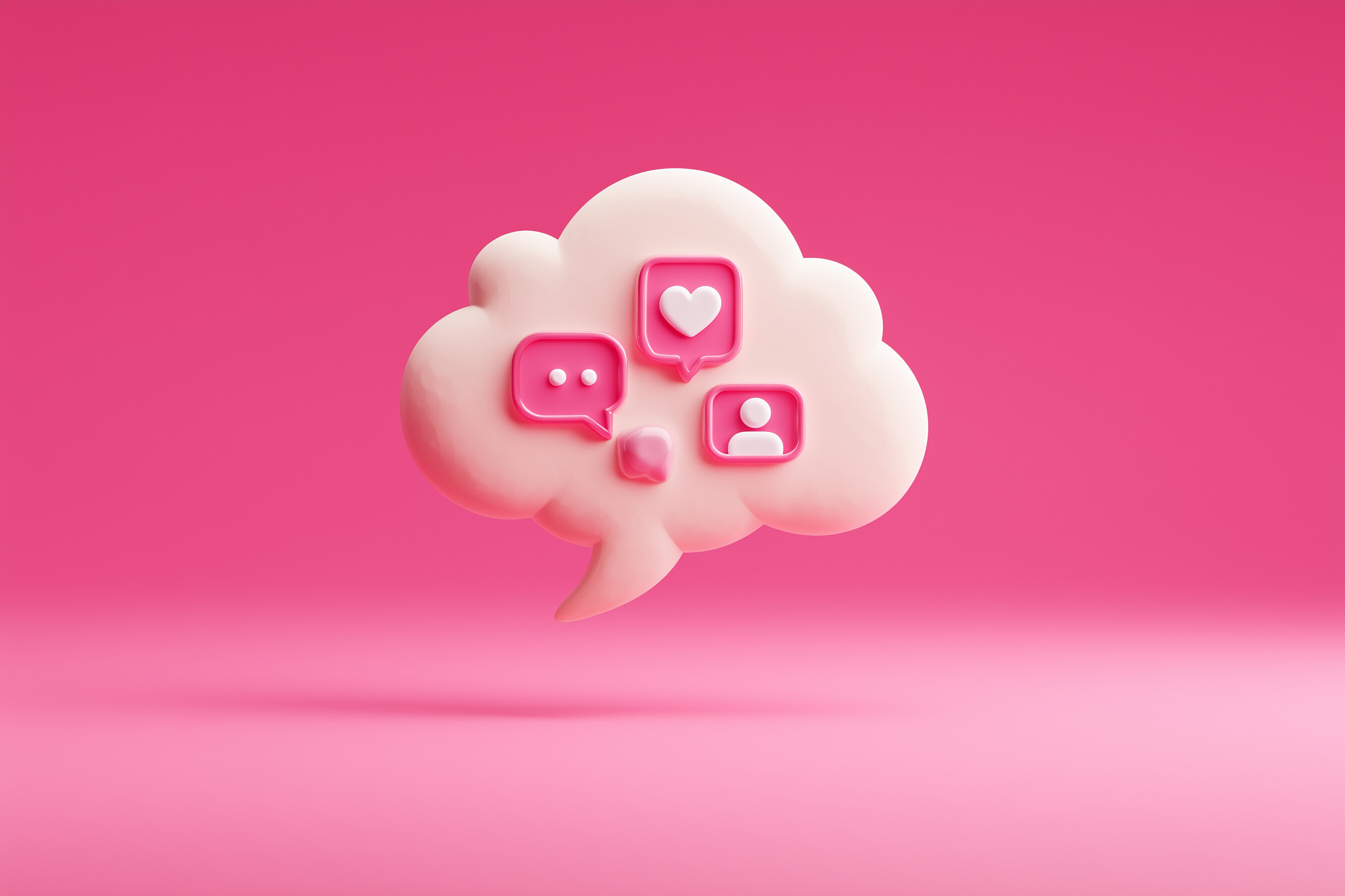 Ilustração representando gestos de interação e propagação do bem nas redes sociais