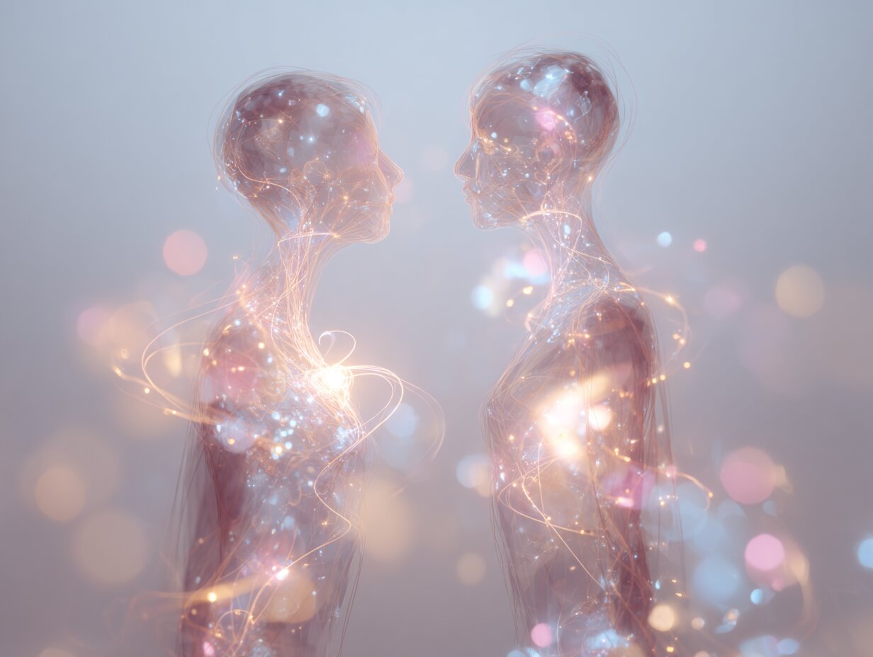 Representação simbólica da relação entre os ensinamentos de Jesus e a interconexão quântica